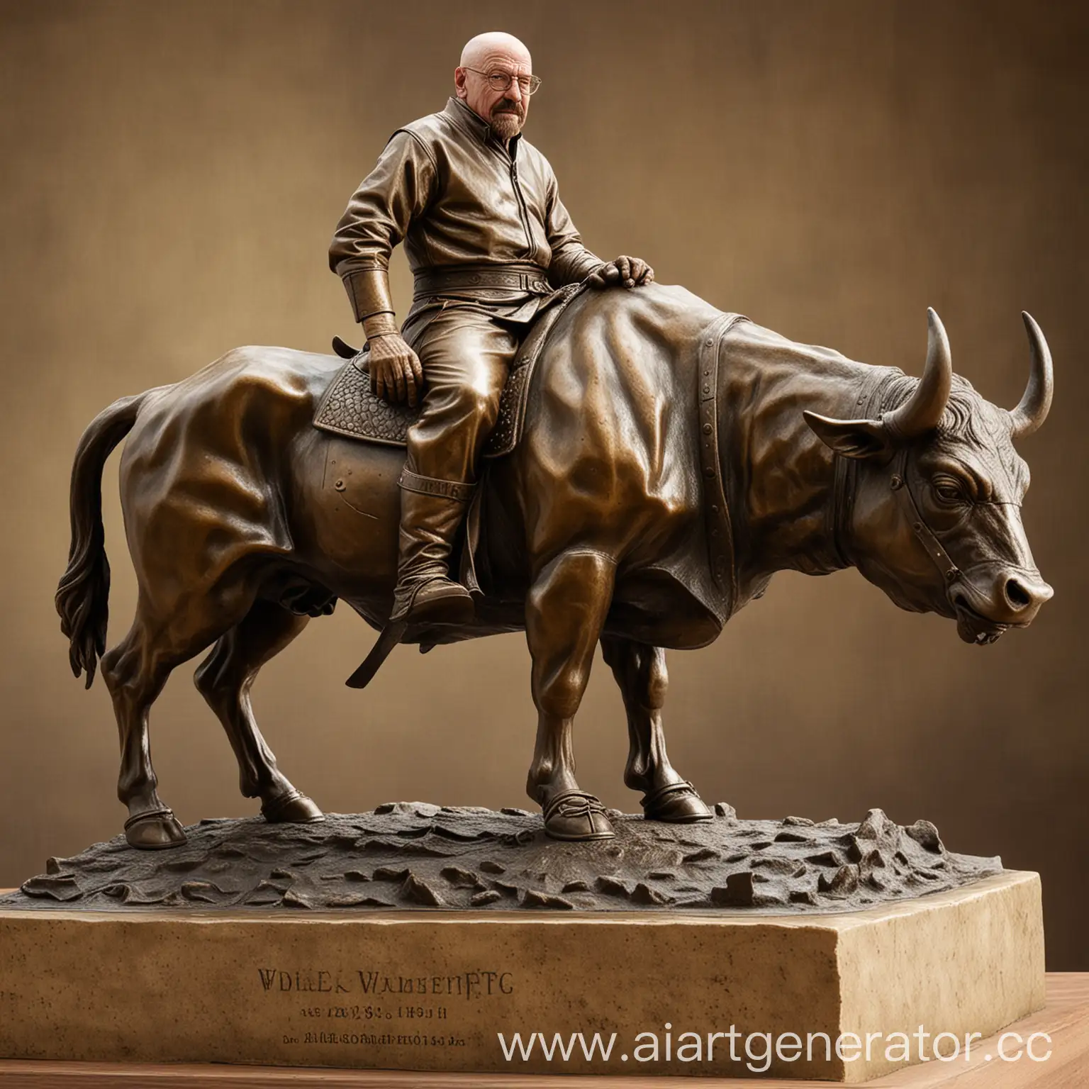 Walter-White-Standing-on-Bronze-Bull-in-Historical-Setting