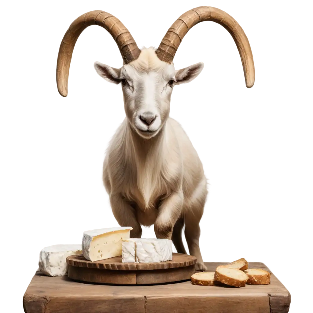 Download-HighQuality-PNG-Image-Stylish-Goat-with-Camembert-Cheese-and-Goats-Milk