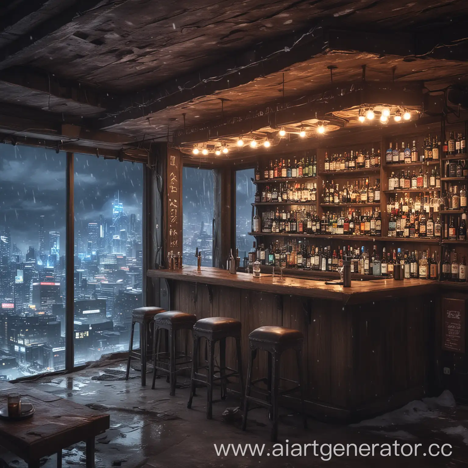 Anime-Bar-in-Winter-Atmosphere-on-16th-Floor-with-Music-and-Godzilla