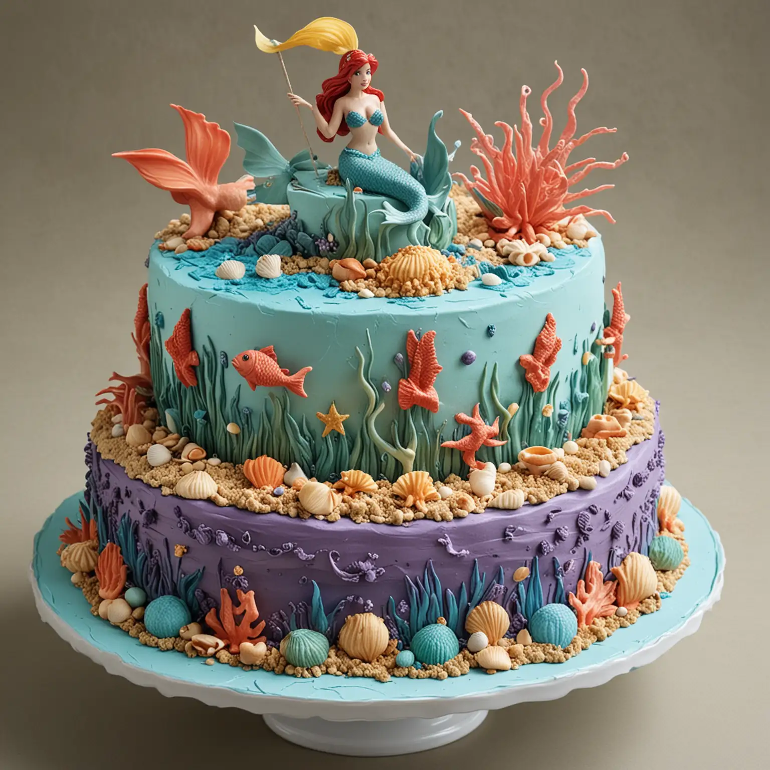 Fantasy Torte Underwater Adventure Mermaid Cake with Ariel and Friends