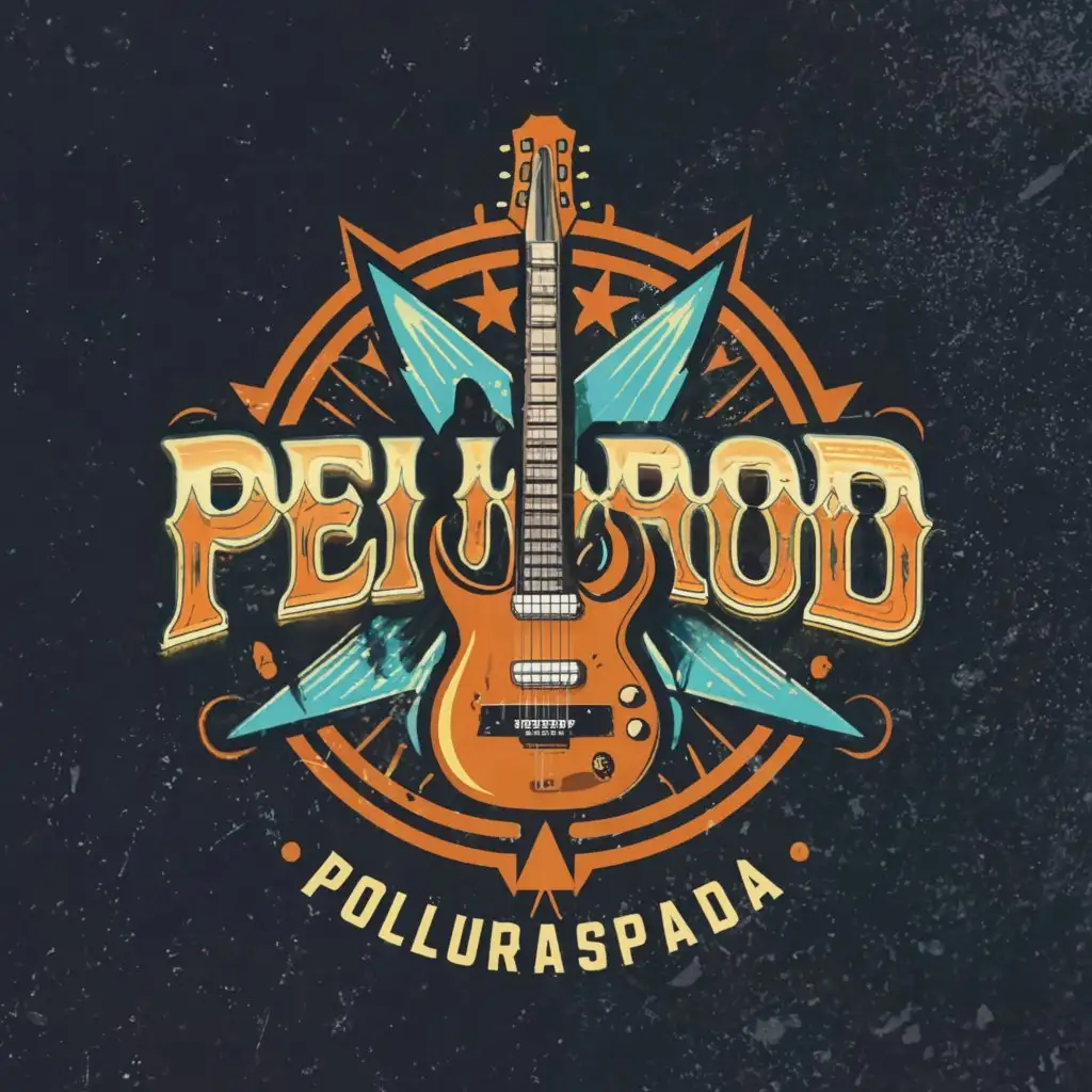 a logo design,with the text "Period Poluraspada", main symbol:Electric guitar,Moderate,clear background