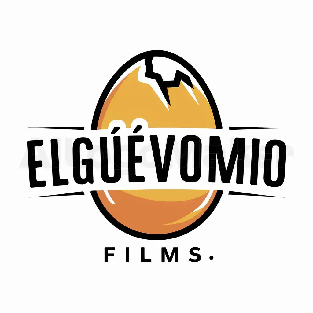 a logo design,with the text "Elgüevomio Films", main symbol:Huevo,Moderate,be used in Entertainment industry,clear background