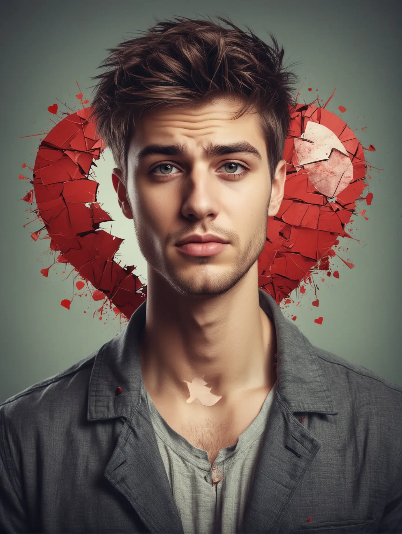 A handsome guy with a broken heart, design poster