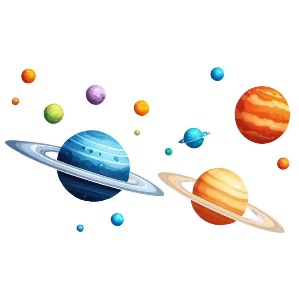 spaceship and planets. Cartoon style