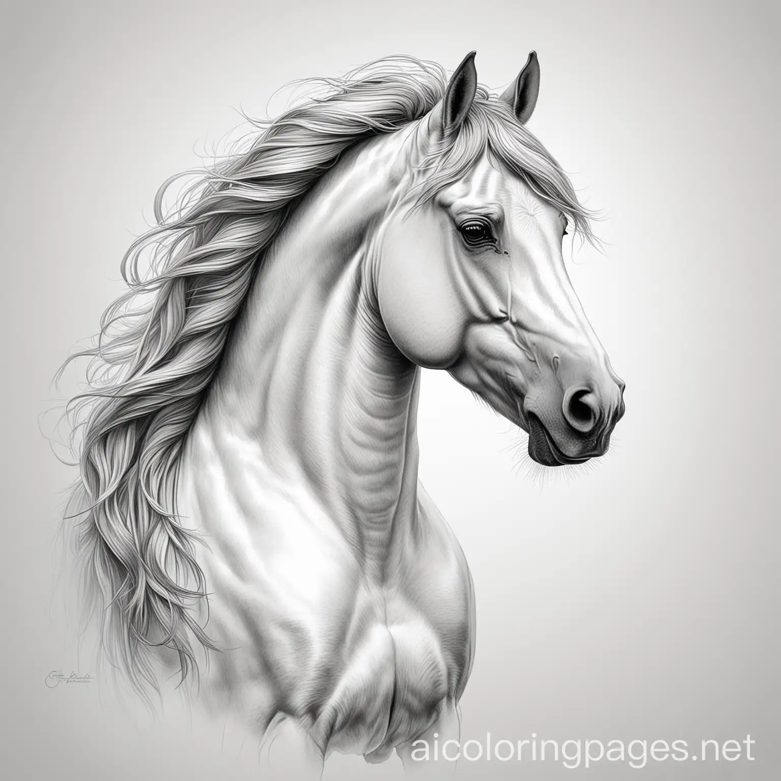 Majestic-Horse-Coloring-Page-Line-Art-on-White-Background