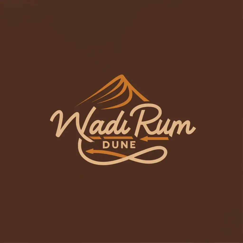 a logo design,with the text "Wadi rum dune", main symbol:Tours & Camp,Moderate,be used in Travel industry,clear background