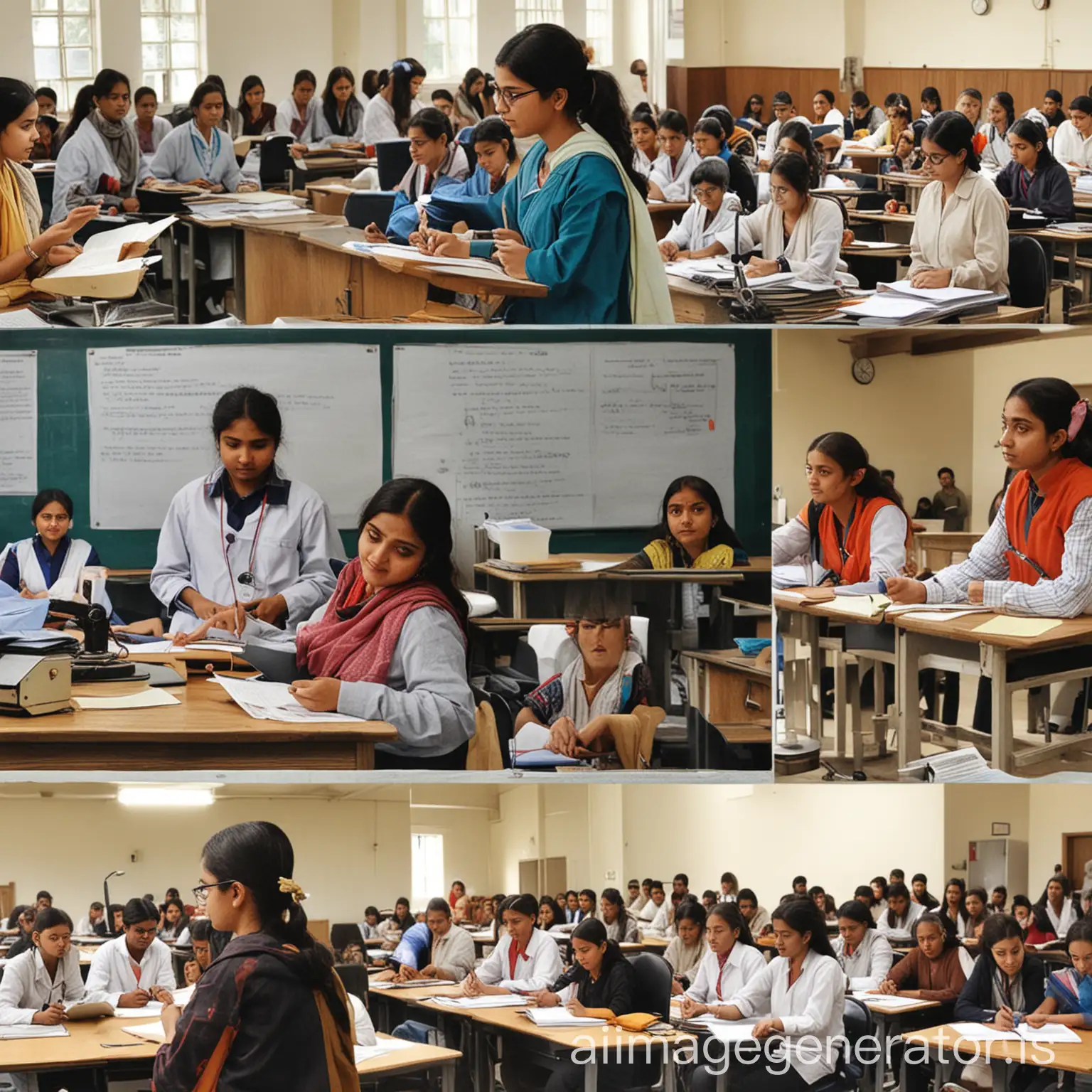 A collage depicting the positive impact of the scheme: a student attending a college lecture, another student working on a research project in a lab, and a graduate entering the workforce – all supported by the Gyan Jyoti Savitribai Phule Yojana.