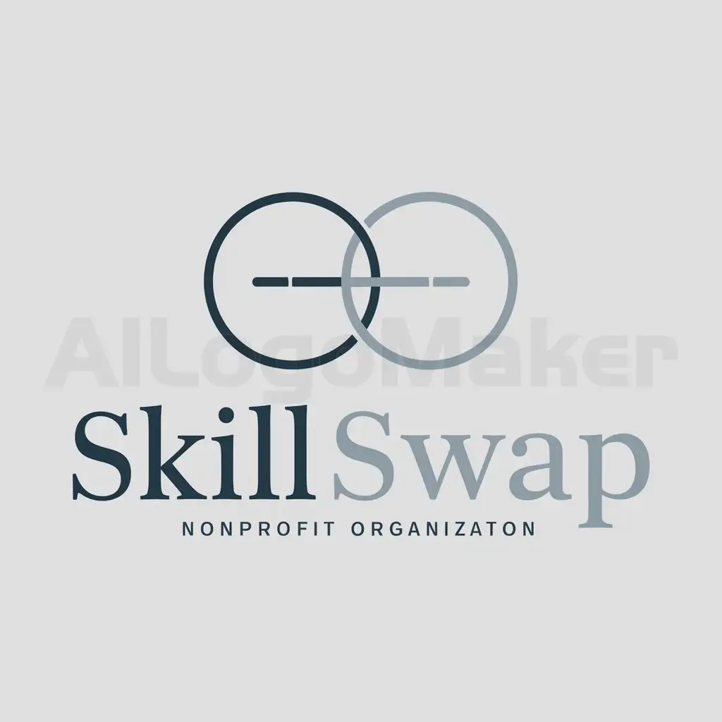 a logo design,with the text "SkillSwap", main symbol:2 circles with a intersection,Moderate,be used in Nonprofit industry,clear background