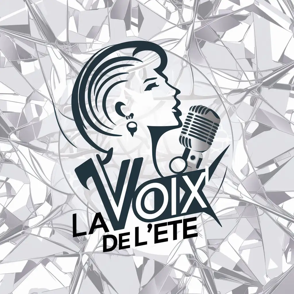 a logo design,with the text "La Voix de l'été", main symbol:Singer Shape and a Microphone,complex,clear background