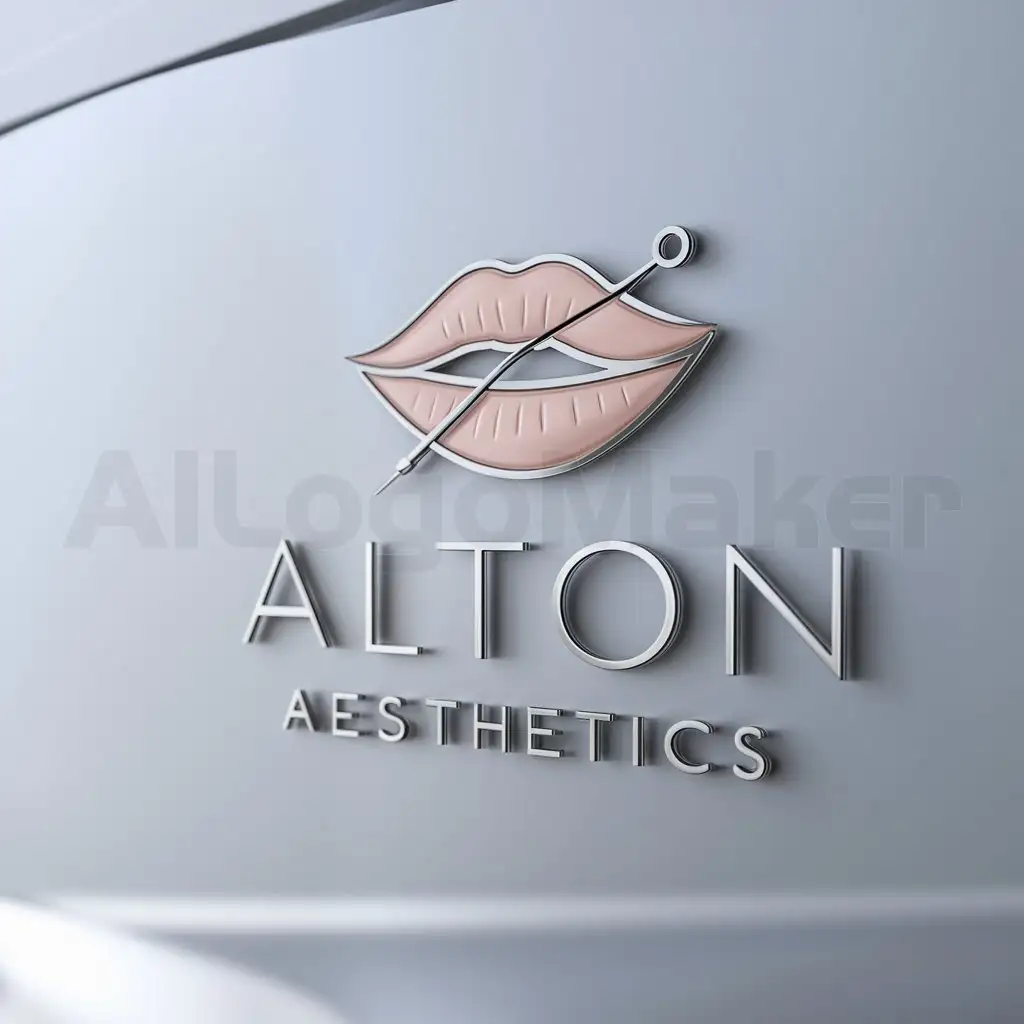 a logo design,with the text "Alton Aesthetics", main symbol:LIPS NEEDLE,Moderate,be used in Aesthetic industry,clear background