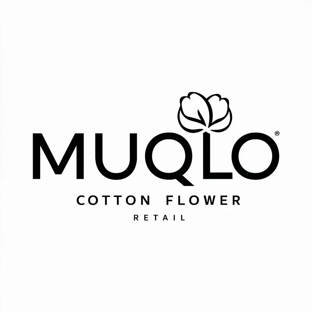 a logo design,with the text "MUQLO", main symbol:cotton,Minimalistic,be used in Retail industry,clear background