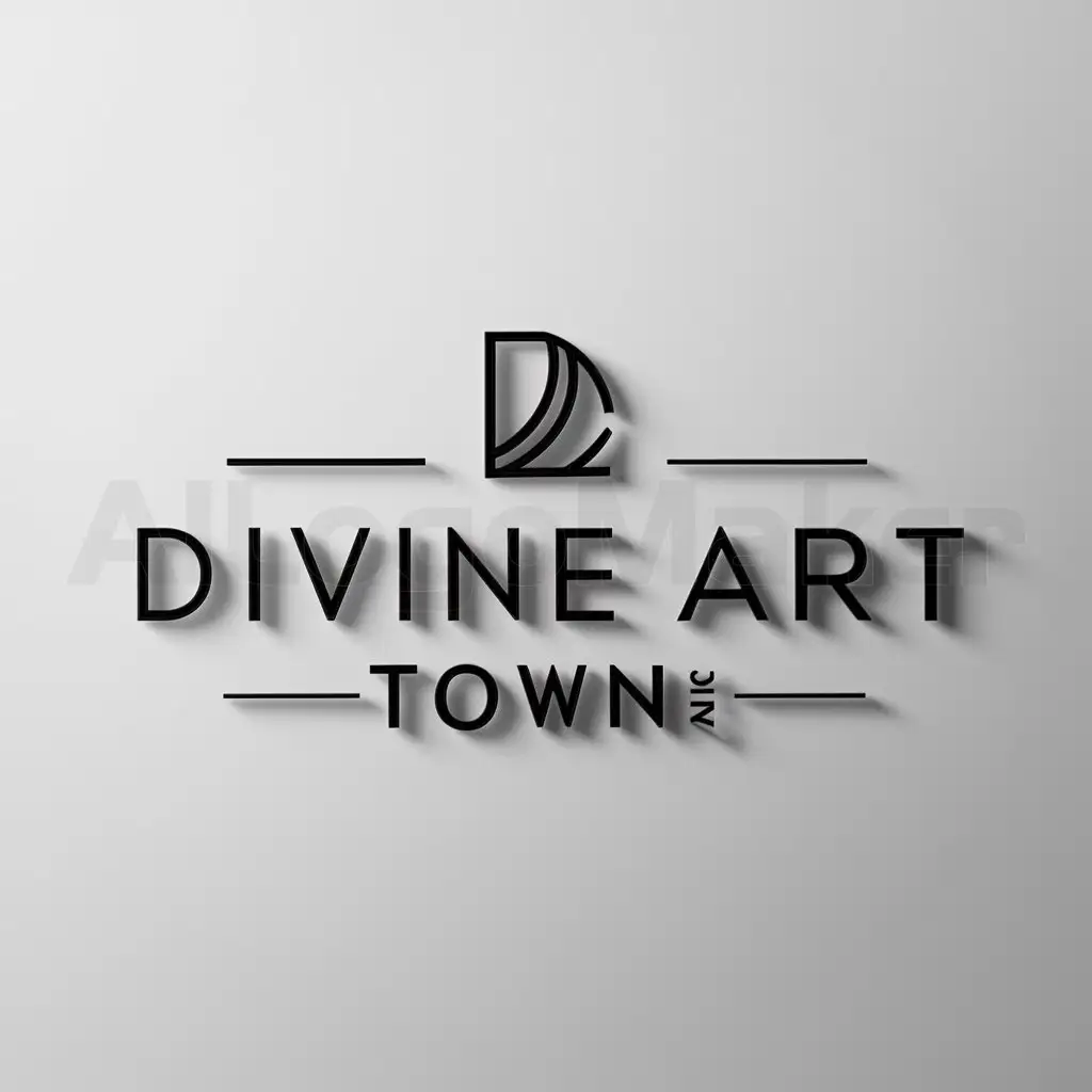a logo design,with the text "DIVINE ART TOWN", main symbol:ART,Minimalistic,be used in Others industry,clear background