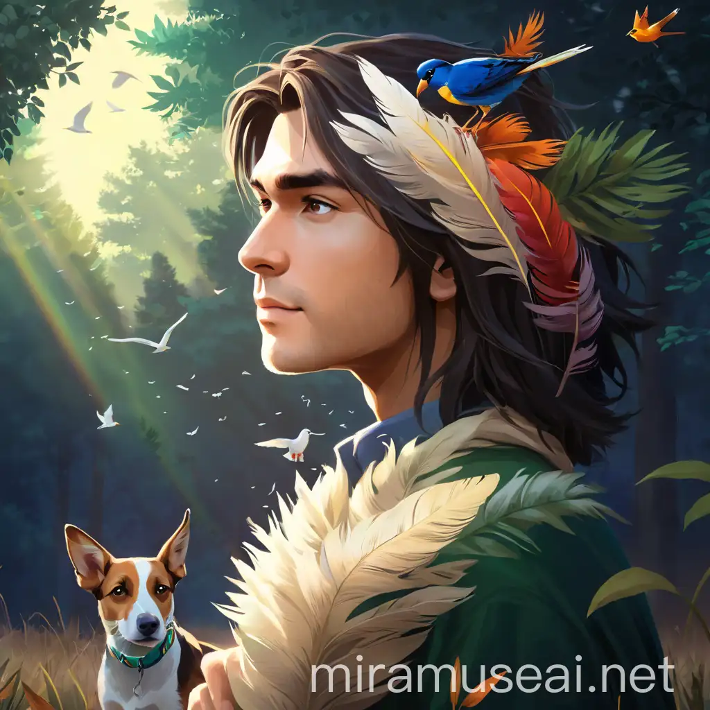 Spiritual Connection John and His Faithful Dog in Natures Embrace