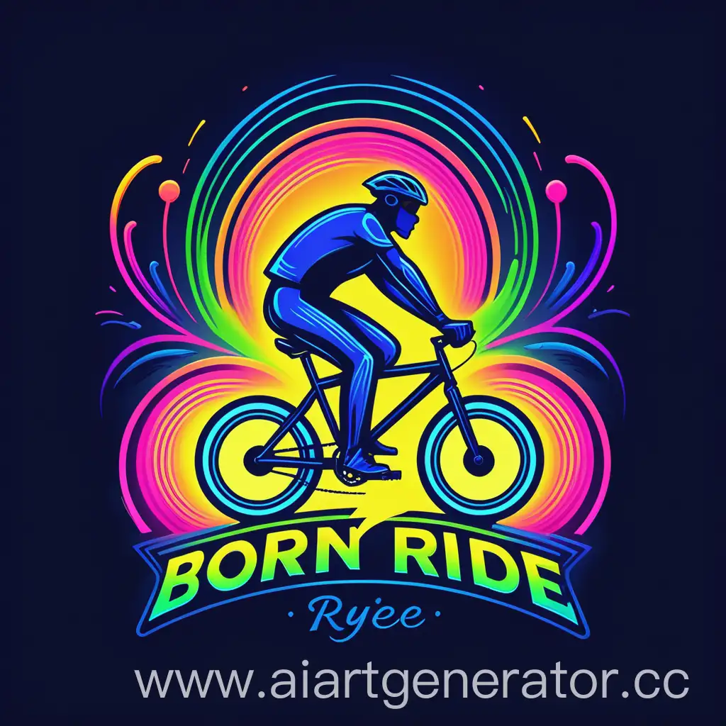 Neon-Born-to-Ride-Biker-Logo-Vibrant-Cyclists-in-Night-Sky