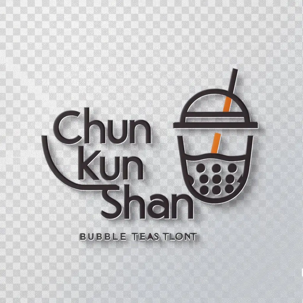 LOGO-Design-For-Chun-Kun-Shan-Minimalistic-Bubble-Tea-Theme-on-Clear-Background