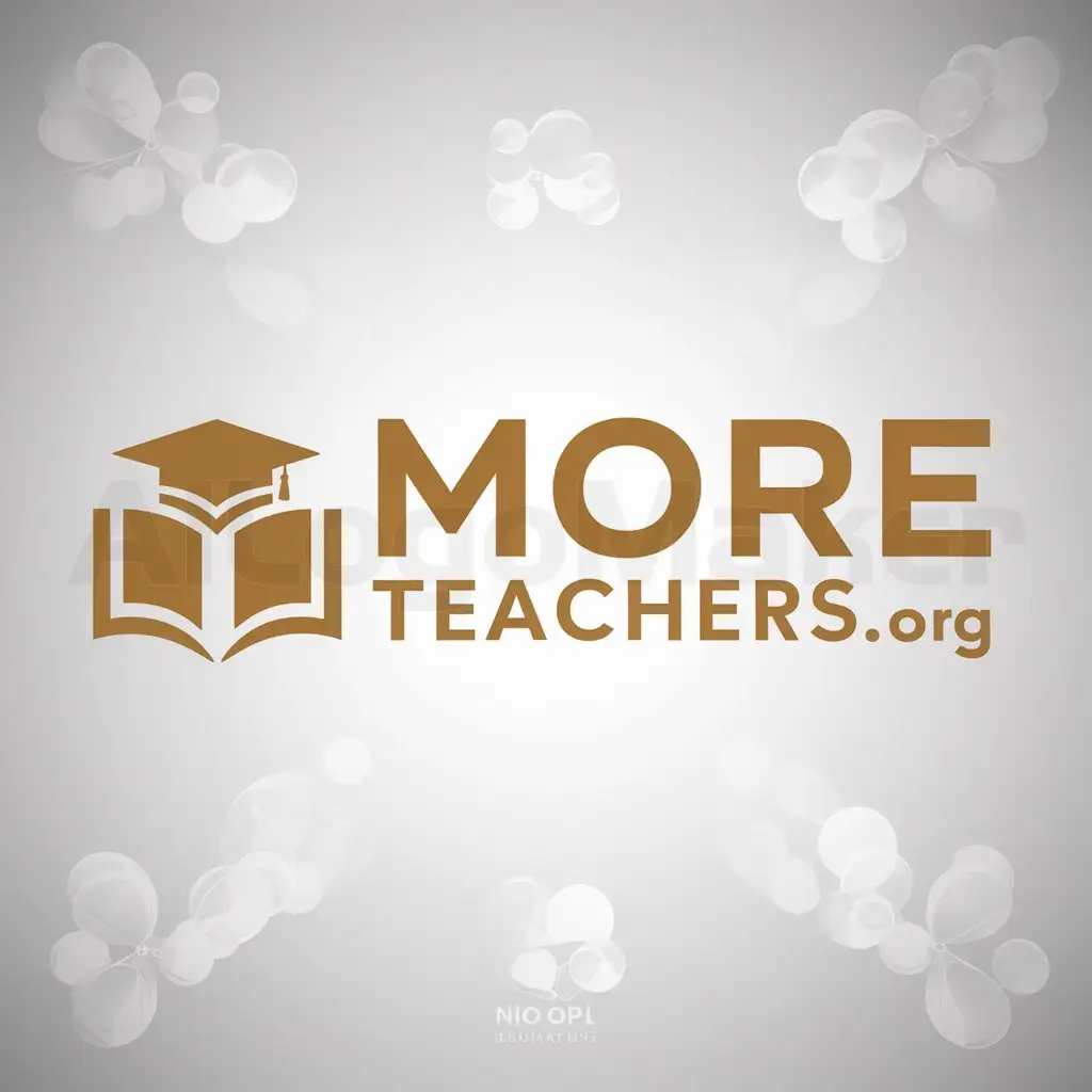 a logo design,with the text "MORE TEACHERS.org", main symbol:Non profit providing scholarships with primary color tan,Moderate,be used in Education industry,clear background