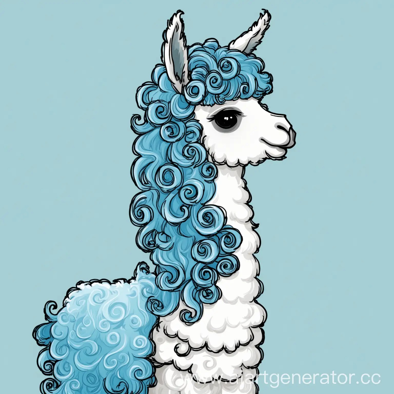 Blue-Curly-Llama-in-a-Quirky-Pose