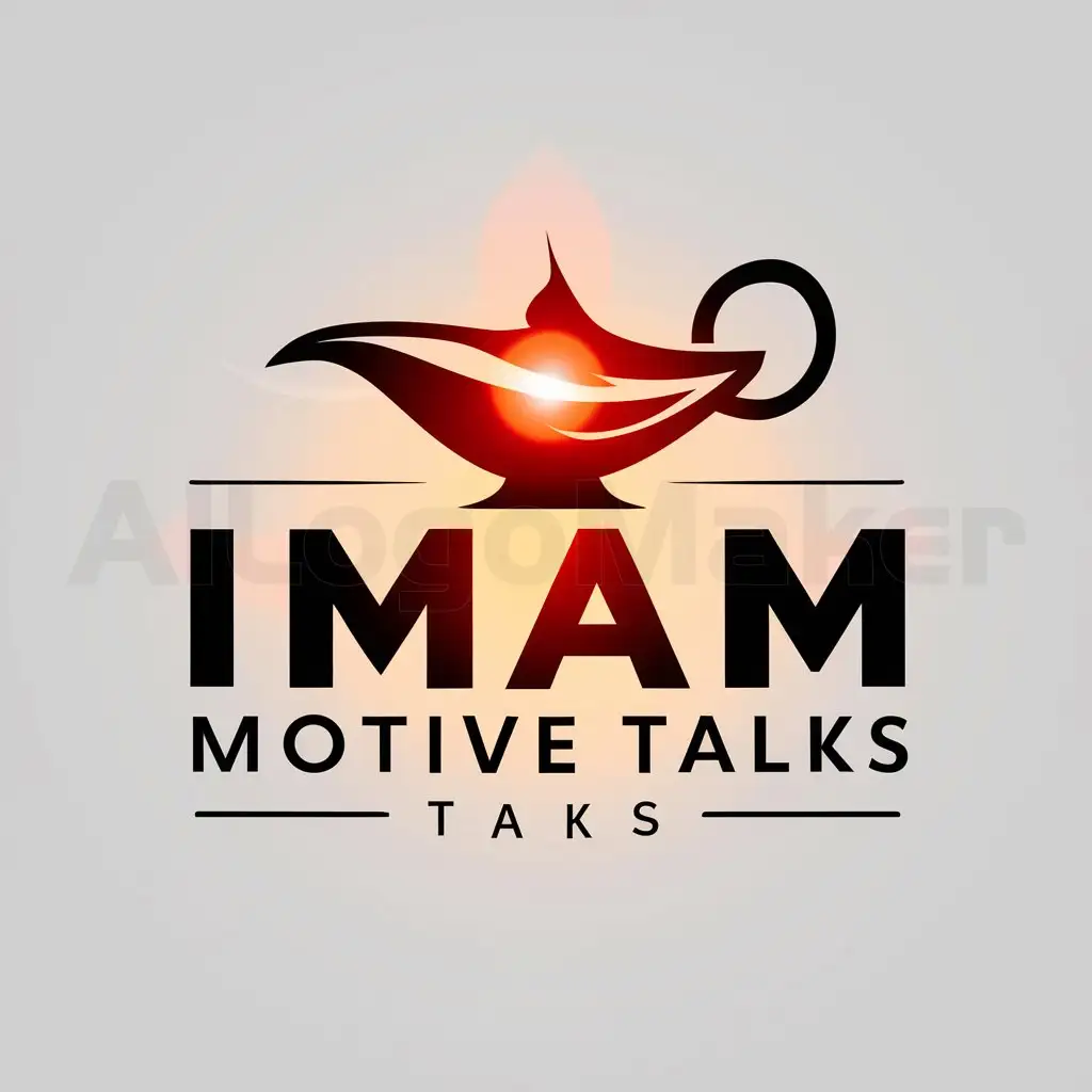 a logo design,with the text "IMAM MOTIVE TALKS", main symbol:An oil lamp,Moderate,be used in Entertainment industry,clear background