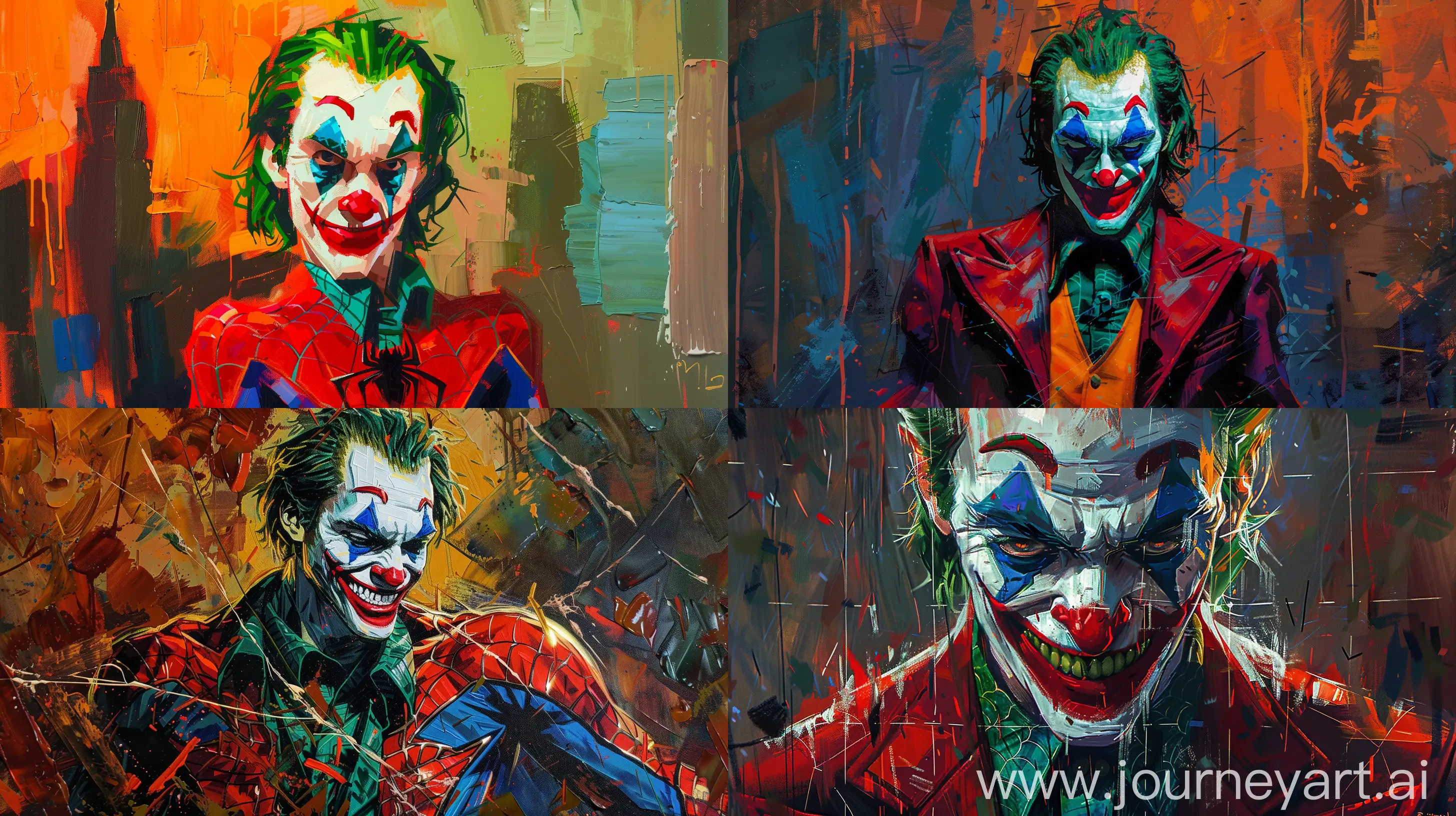 Joker-and-Spiderman-Meet-A-Dynamic-Oil-Painting-in-SpiderVerse-Style