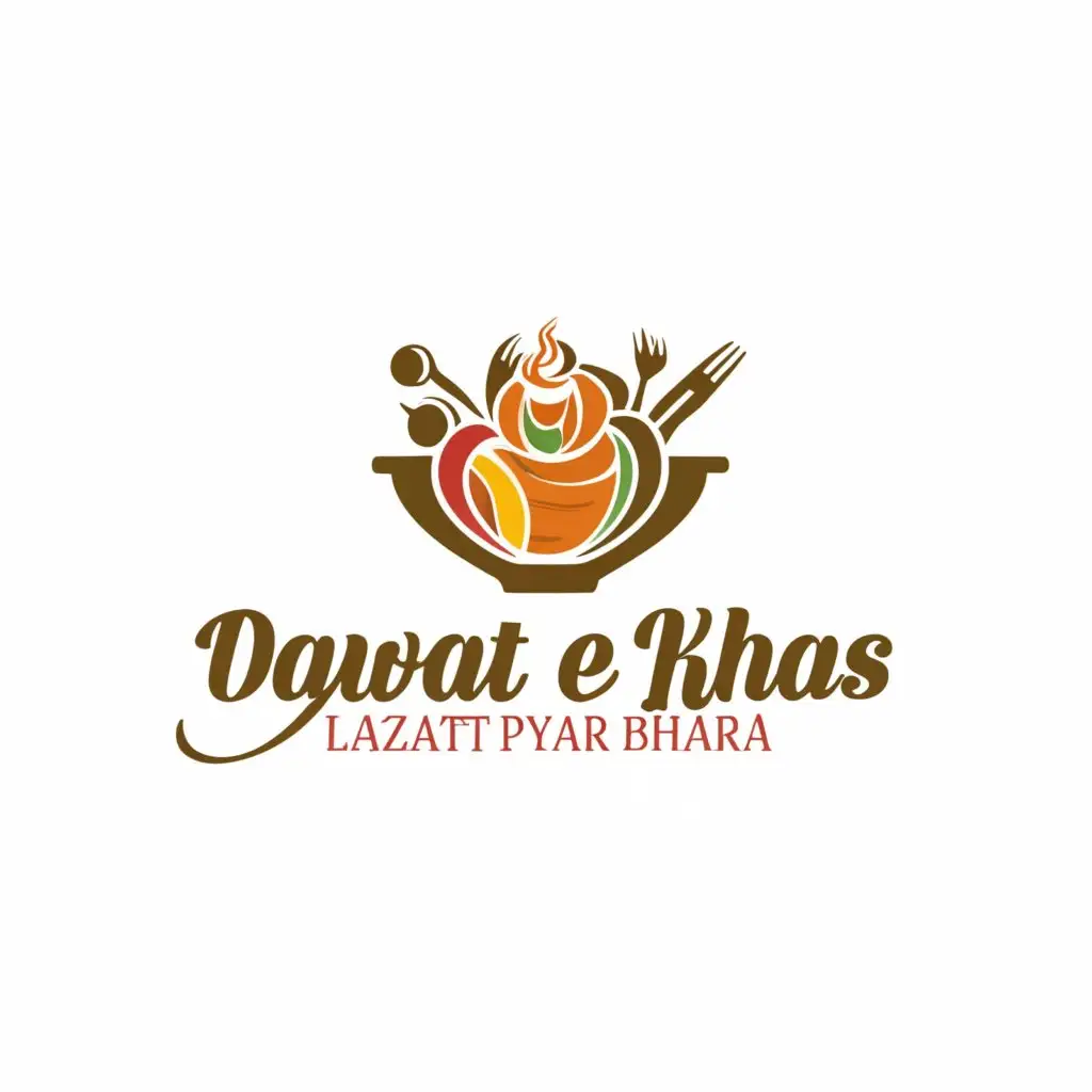 a logo design,with the text "Dawat e Khas", main symbol:Lazat Pyar Bhara,complex,be used in Restaurant industry,clear background