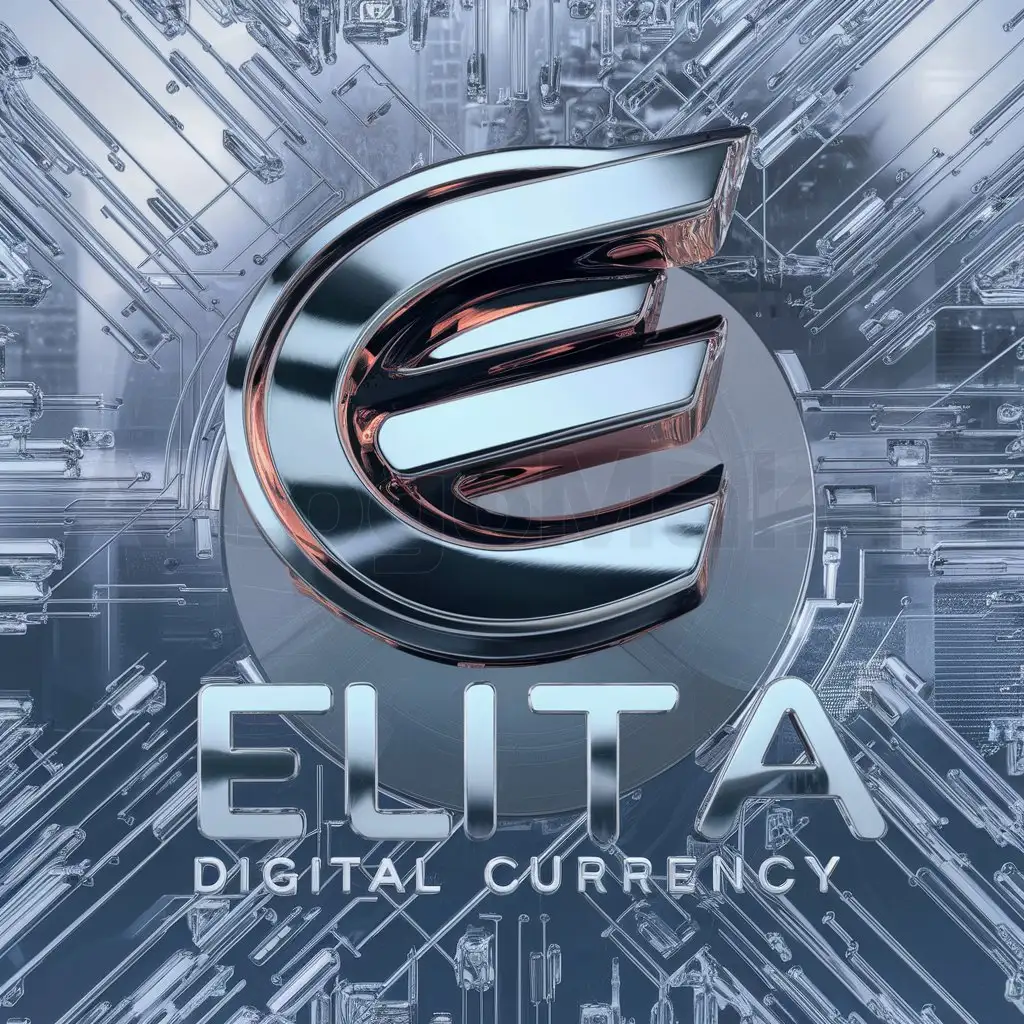 a logo design,with the text "Elita  digital currency", main symbol:E,complex,clear background
