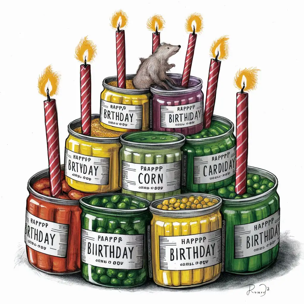 Birthday-Cake-Made-from-Canned-Vegetables-in-Glass-Jars