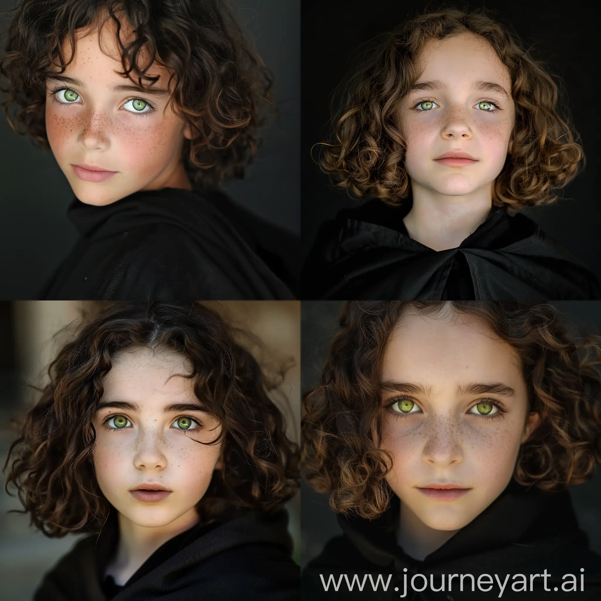 11YearOld-Student-of-a-Magic-School-with-Green-Eyes-and-Curly-Brown-Hair-in-Black-Cloak
