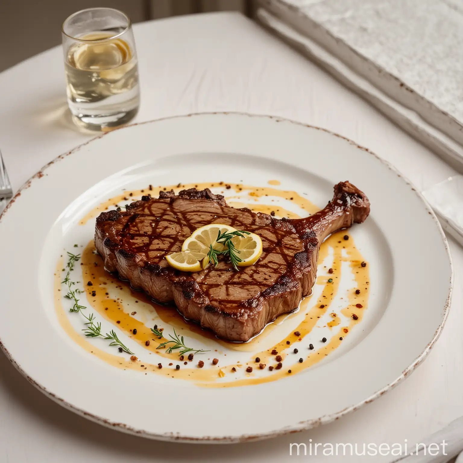 Airplane Window Steak Ribeye Deliciously Marinated Dinner Presentation