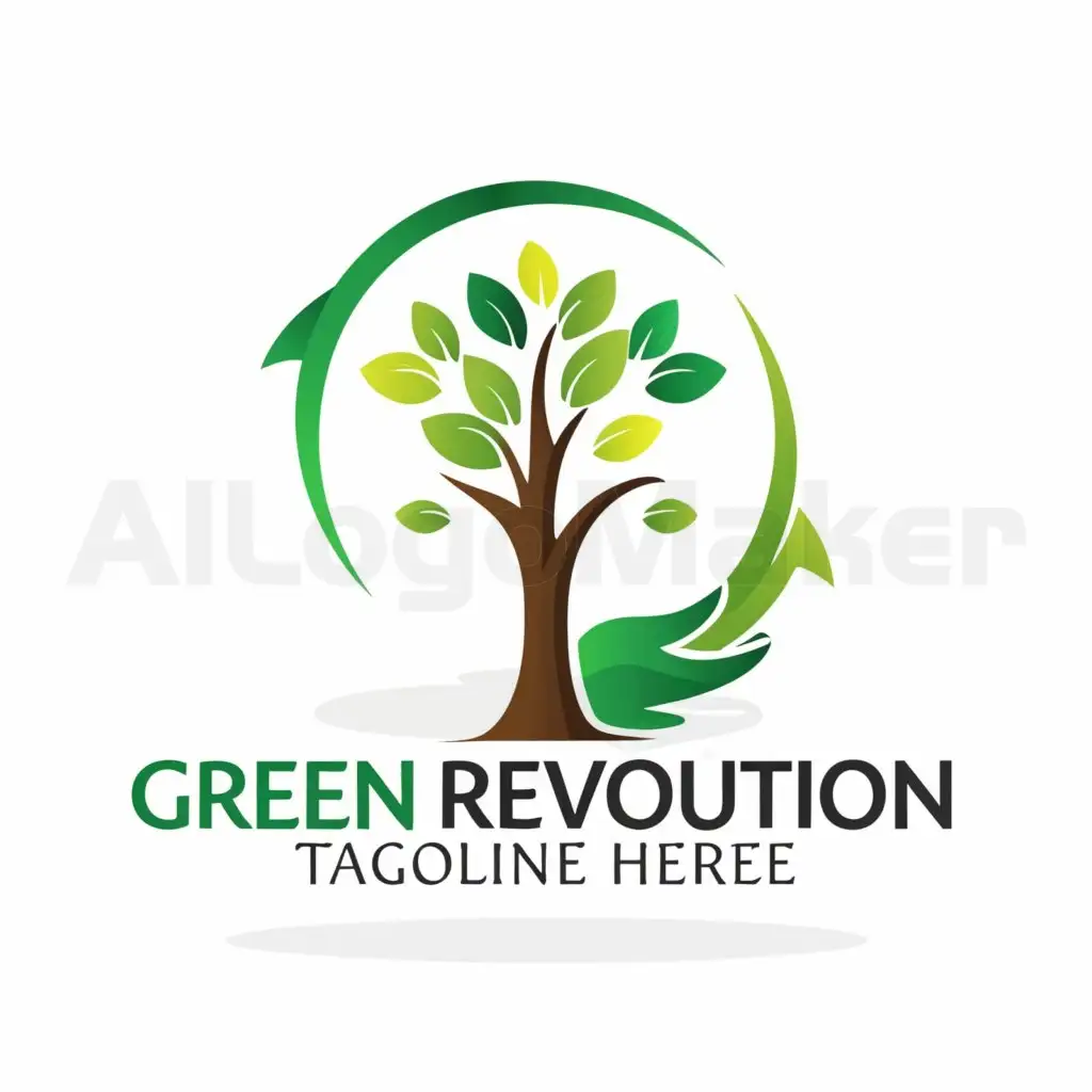 a logo design,with the text "Green Revolution", main symbol:Tree,Moderate,be used in Education industry,clear background