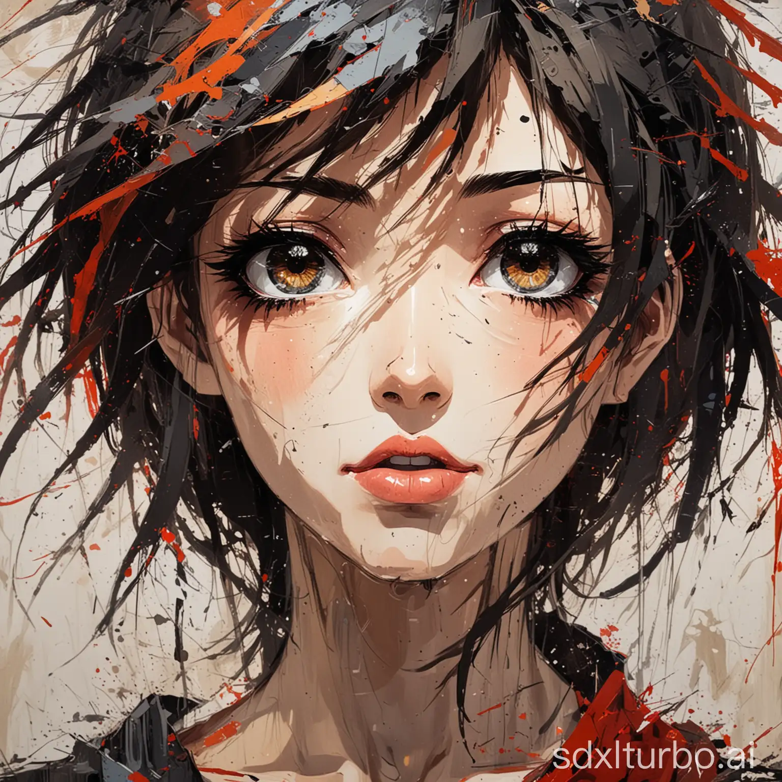 Anime-Woman-in-Abstract-Expressionism