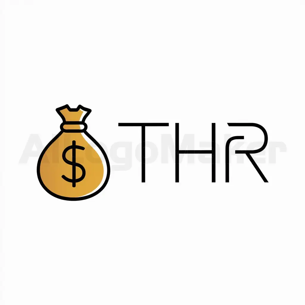 a logo design,with the text "THR.", main symbol:The money,Minimalistic,clear background