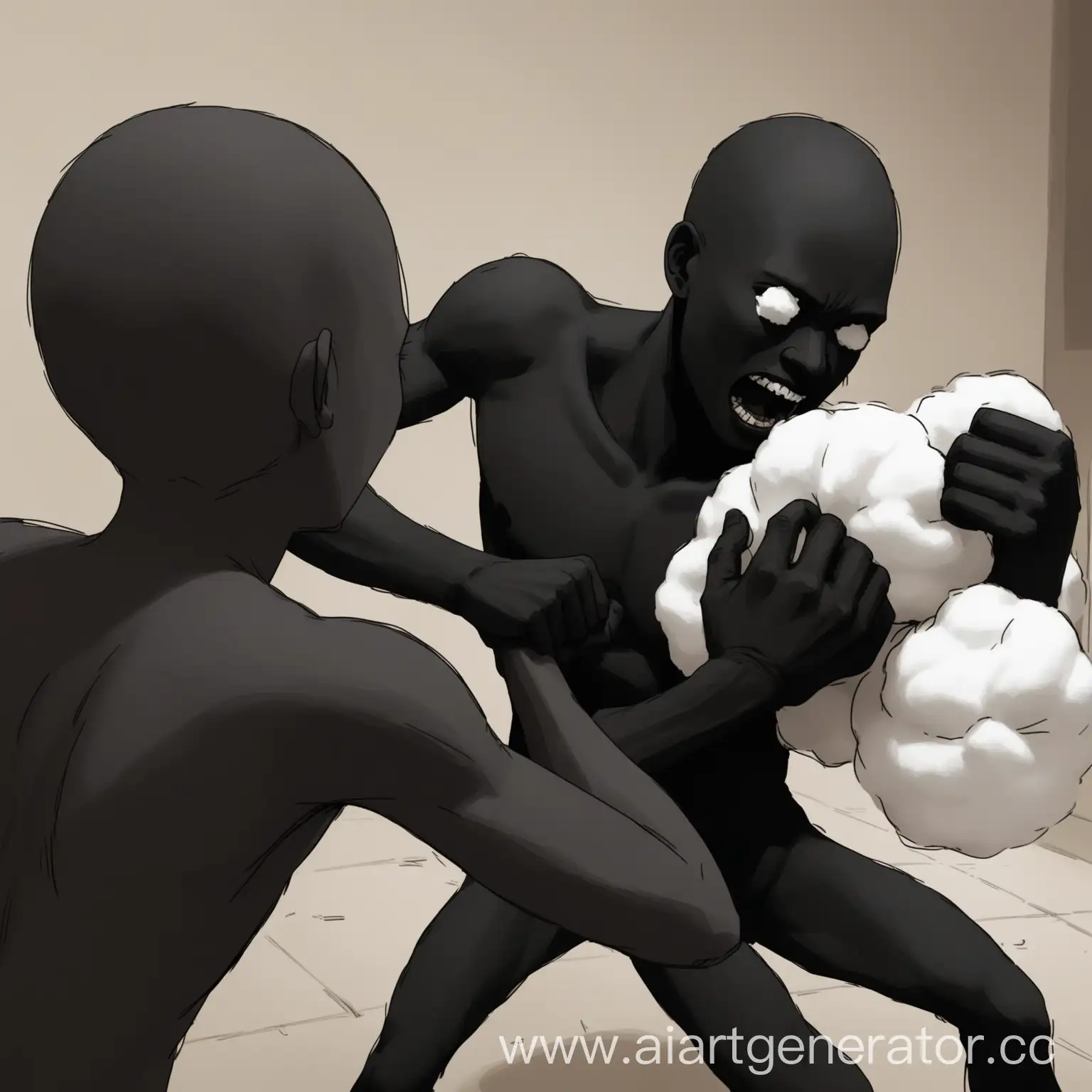 Intense-Struggle-Confrontation-between-Black-Skinned-Warrior-and-Cotton-Construct