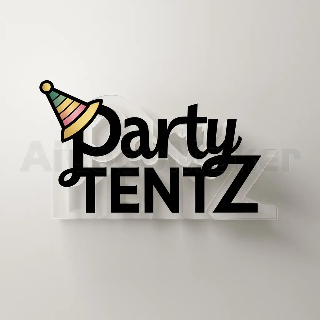 LOGO-Design-For-Party-Tentz-Festive-Party-Hat-Emblem-on-Clear-Background