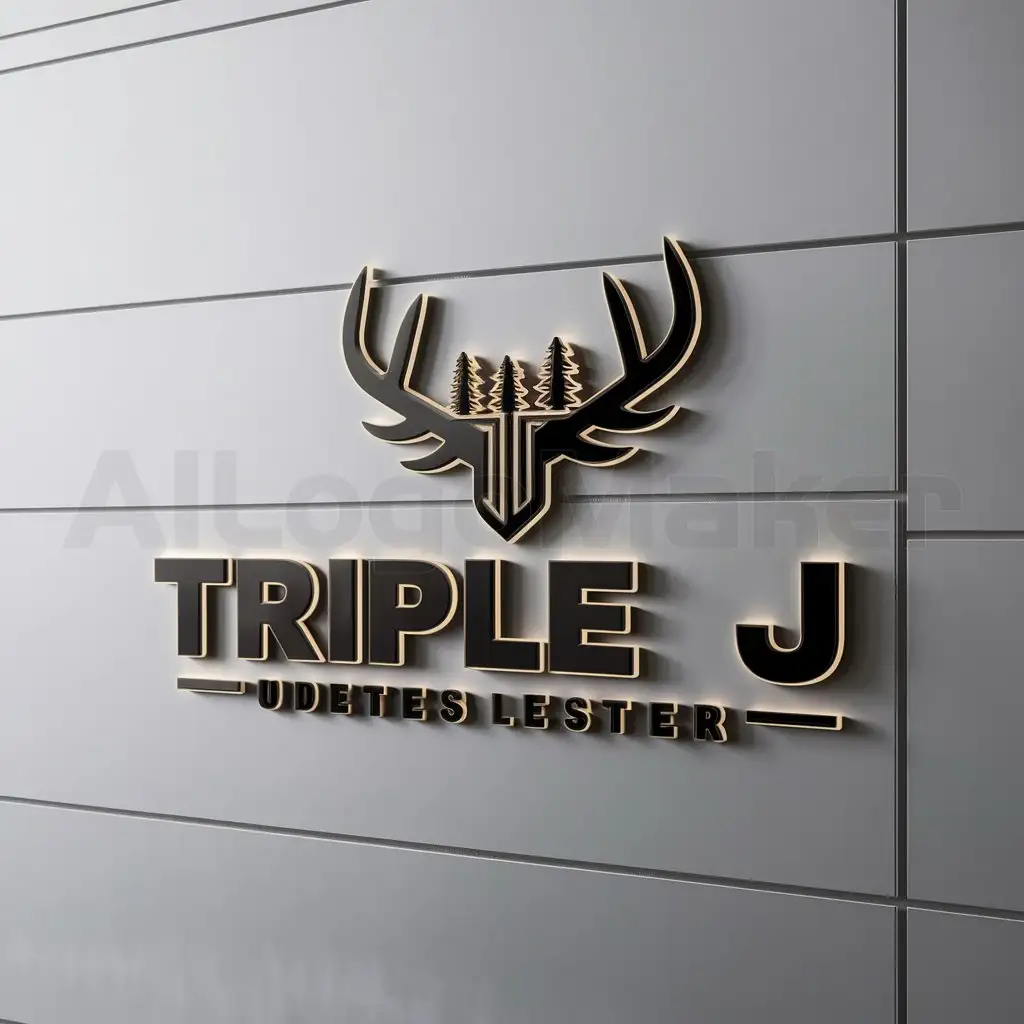 a logo design,with the text "triple j", main symbol:elk antler with timber,Moderate,be used in Others industry,clear background