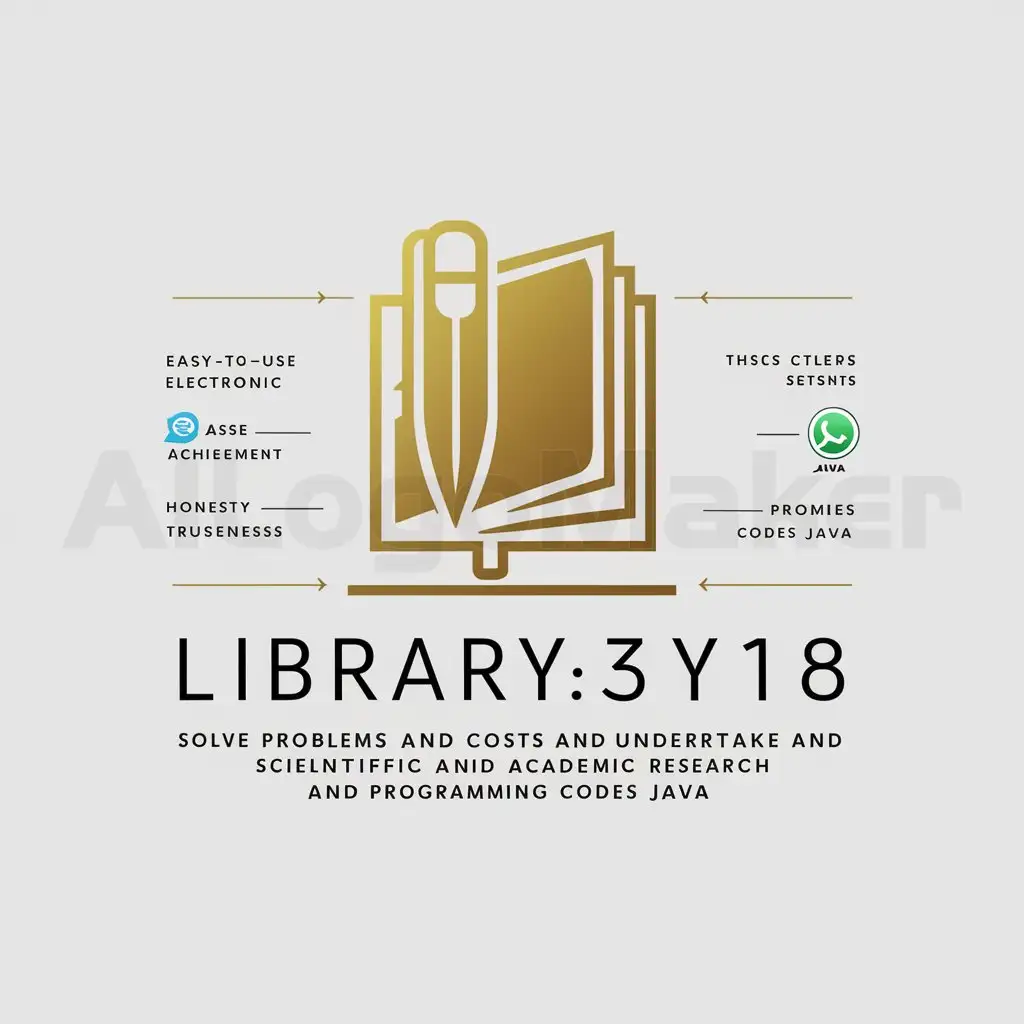 LOGO-Design-For-Library-Solutions-Ambitious-Clear-and-Trustworthy-Electronic-Library-Logo-with-Pen-and-Book-Icon