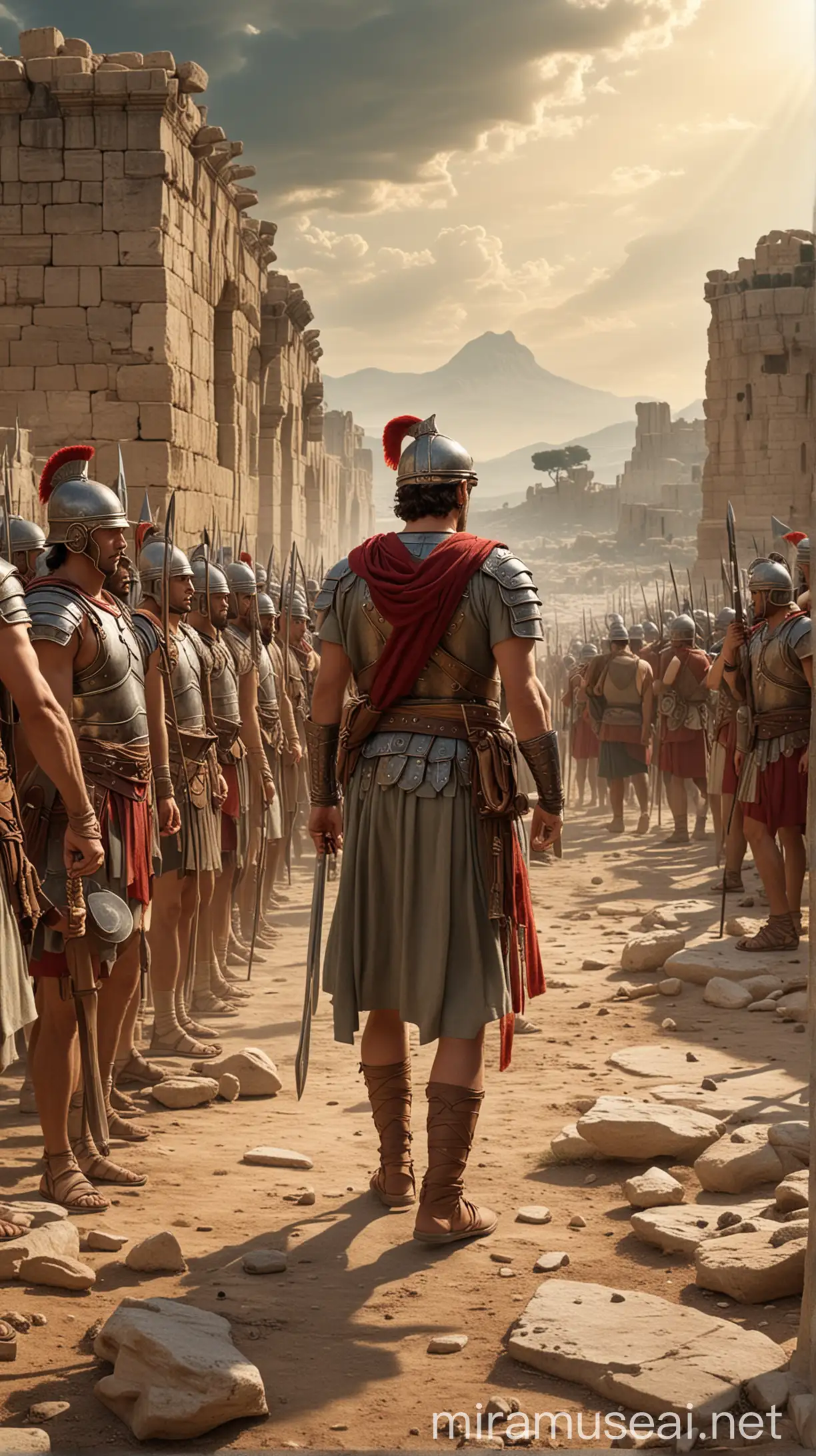 Standing against a troop in the ancient world 