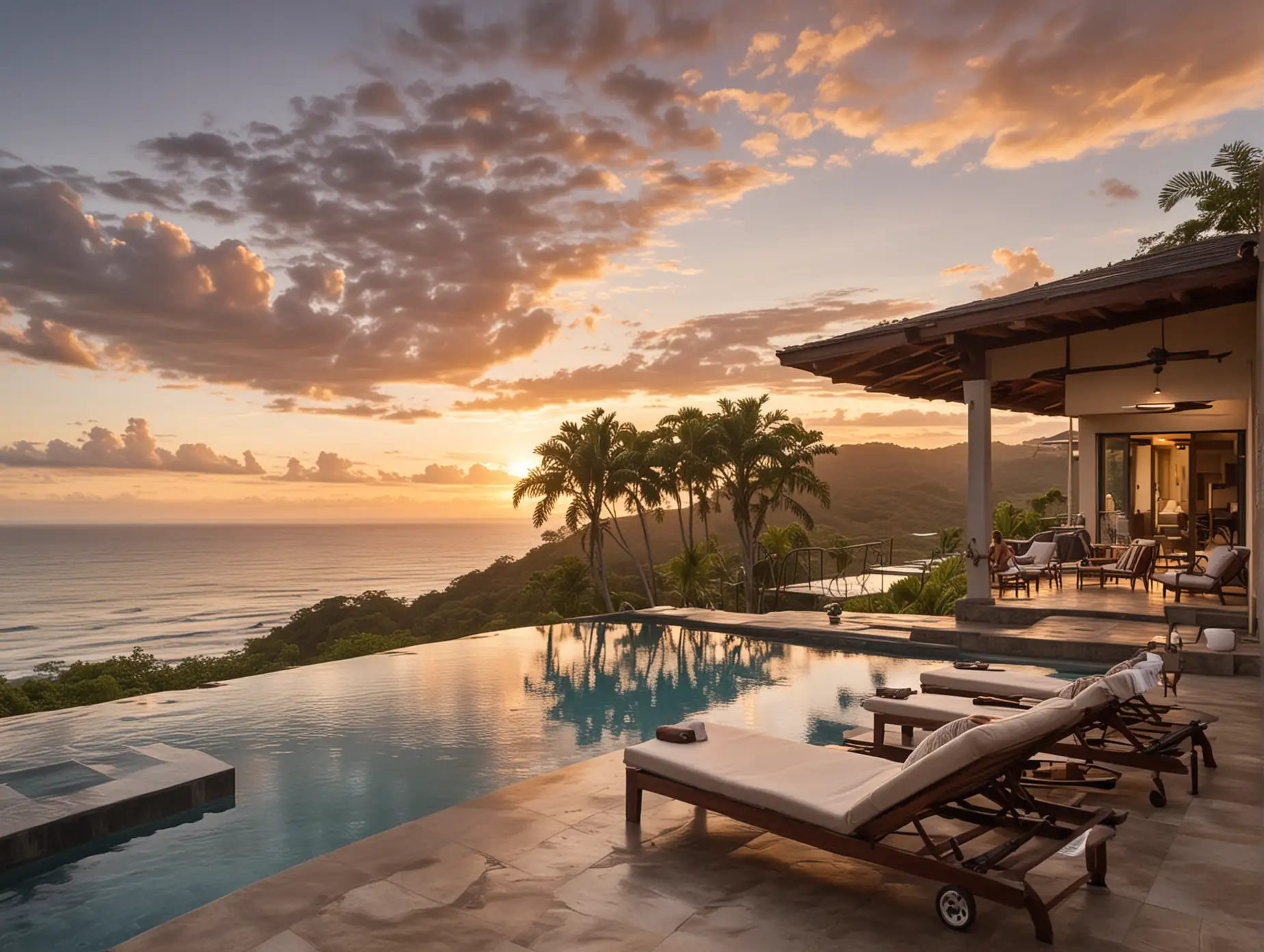 Luxury Costa Rica Home with Infinity Pool and Ocean View at Sunrise