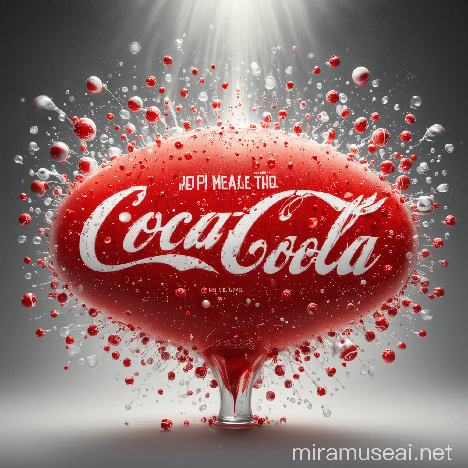 a vibrant and bright image inspired by the Coca-Cola company. Imagine a dynamic composition featuring the iconic red and white color scheme, with the classic Coca-Cola script logo taking center stage. Surrounding the logo, effervescent bubbles rise, capturing the refreshing essence of the beverage. The background could be a radiant burst of light that symbolizes the brand’s bright and positive energy.
