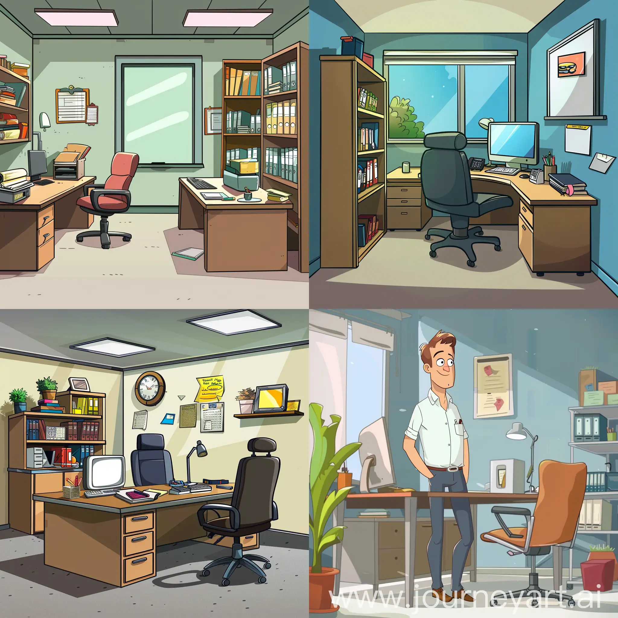 Cheerful-Cartoon-Office-Scene-with-Vibrant-Characters