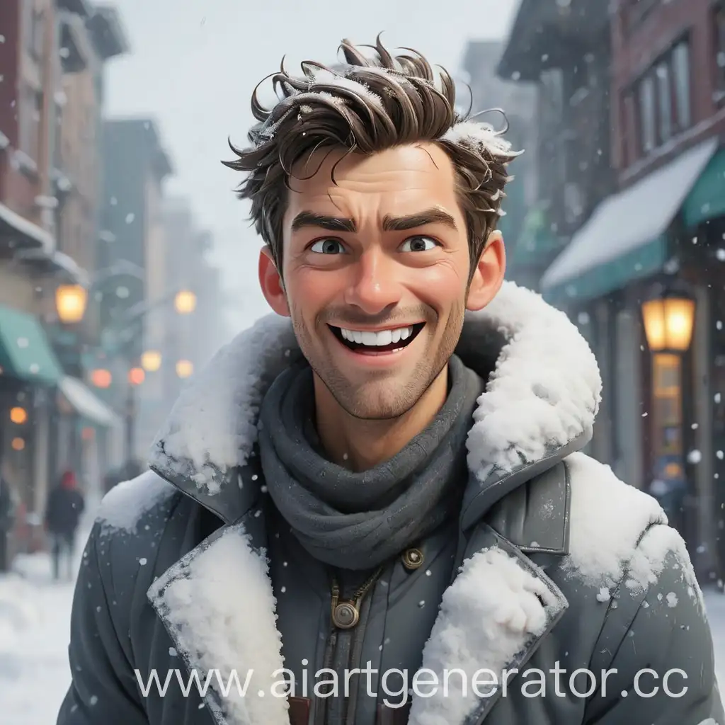 Delighted-Handsome-Man-in-Snowy-Cartoon-City