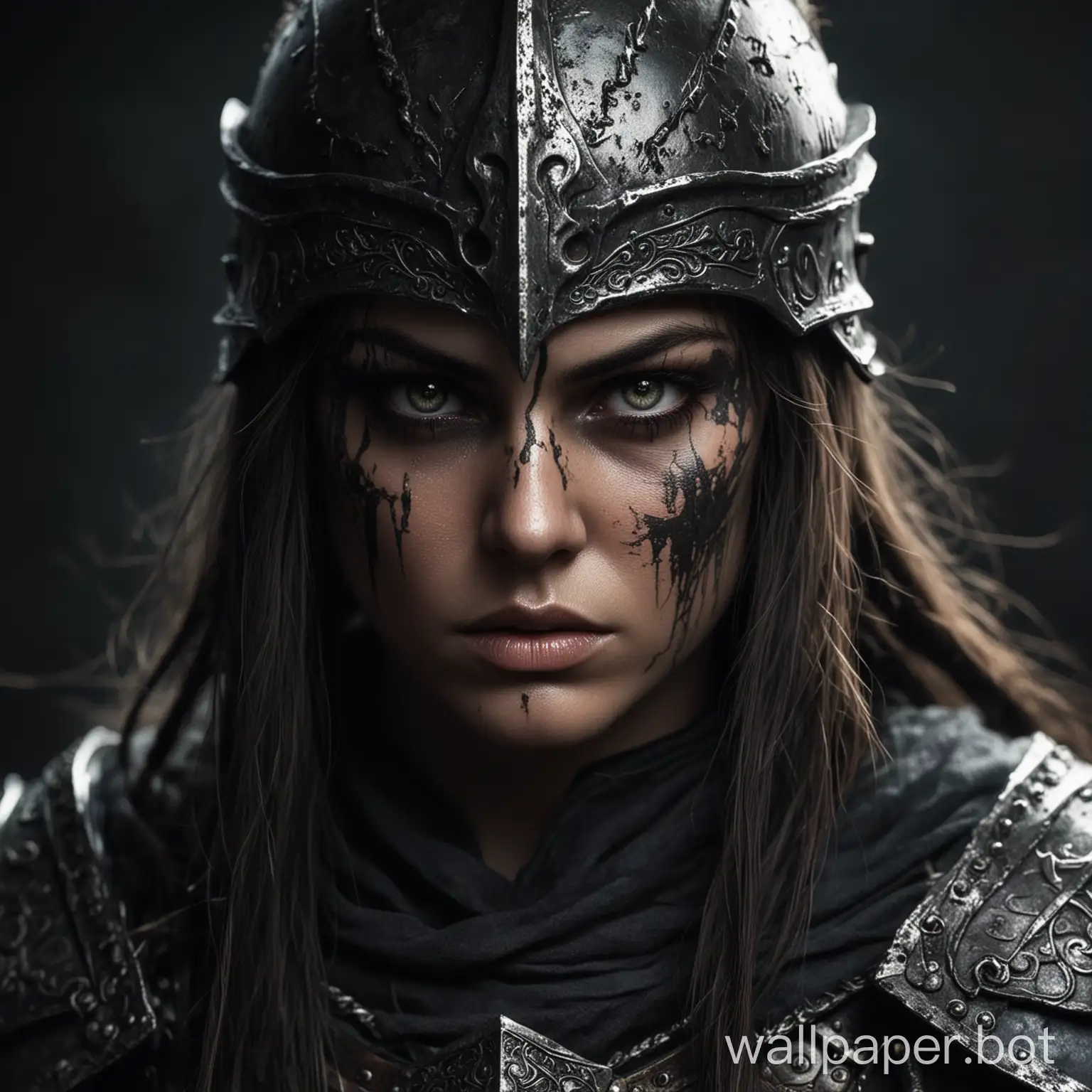 So, use that for the background or a dark background. I want a face of a fierce warrior at the center. With eyes that show no emotion but also looks very dangerous. It must be dark, mysterious and give the idea of seriousness about the game.