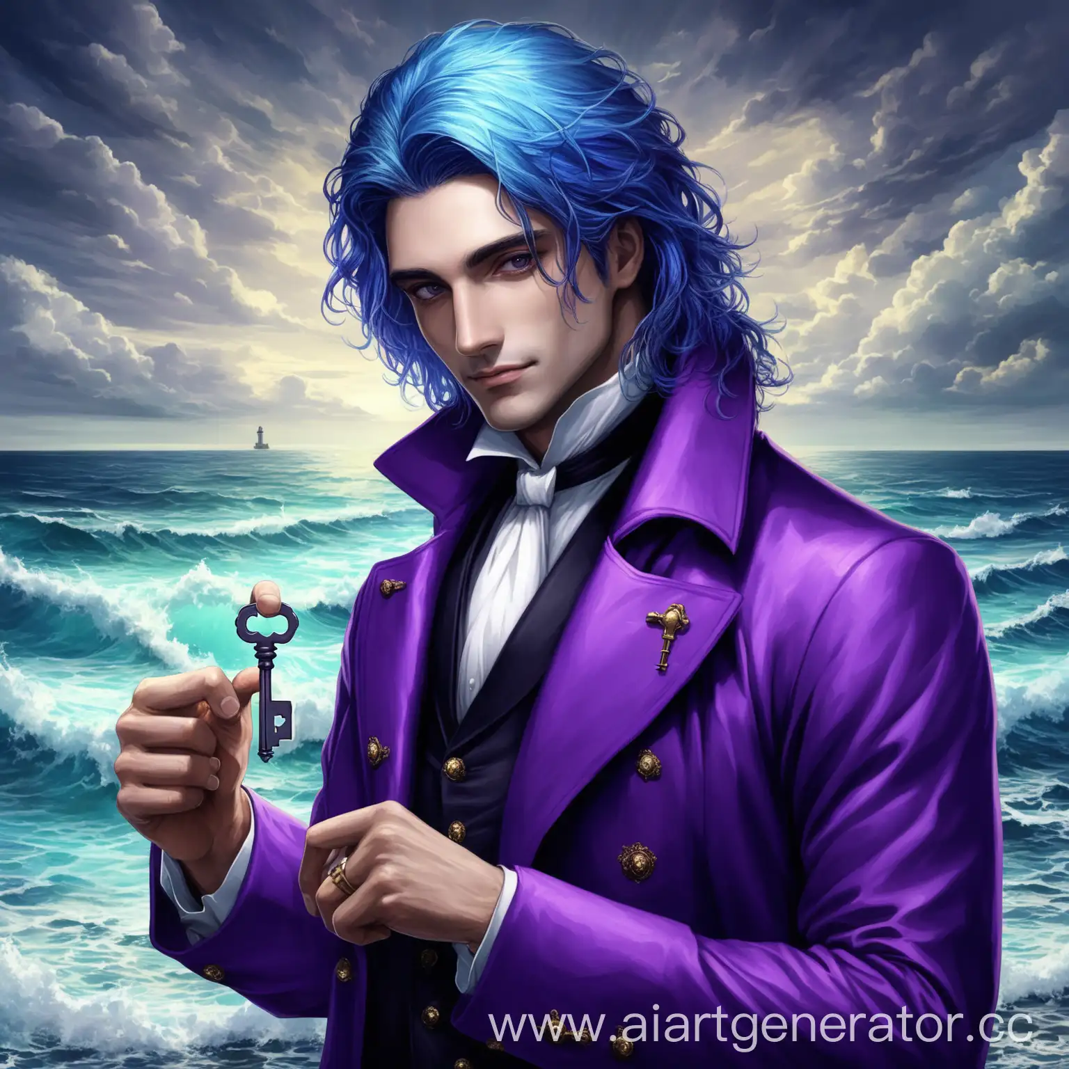 Magnificent-Man-in-Purple-Coat-Holding-Key-of-Ocean