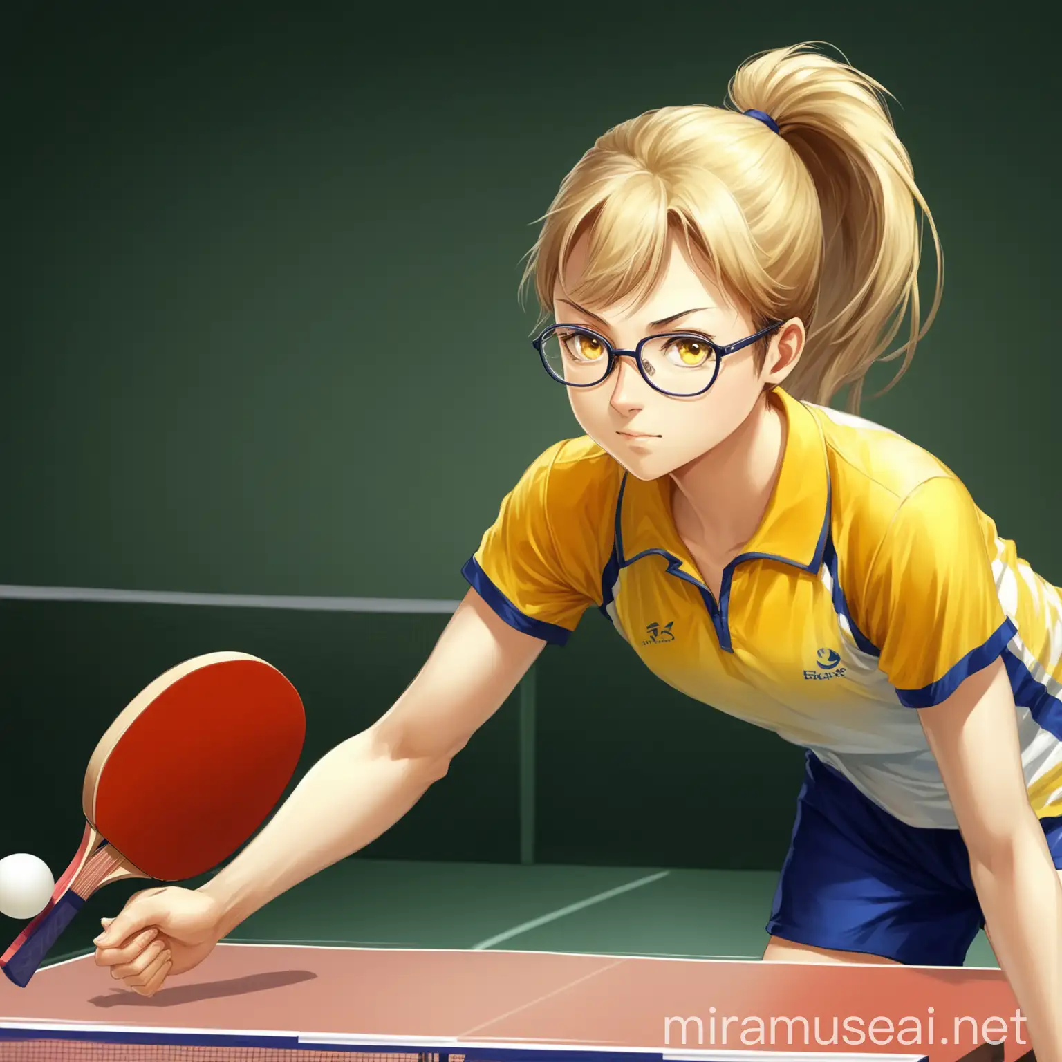 Energetic Table Tennis Player in Action