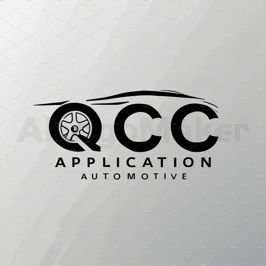 a logo design,with the text "QCC Application", main symbol:a word with name QCC,Moderate,be used in Automotive industry,clear background