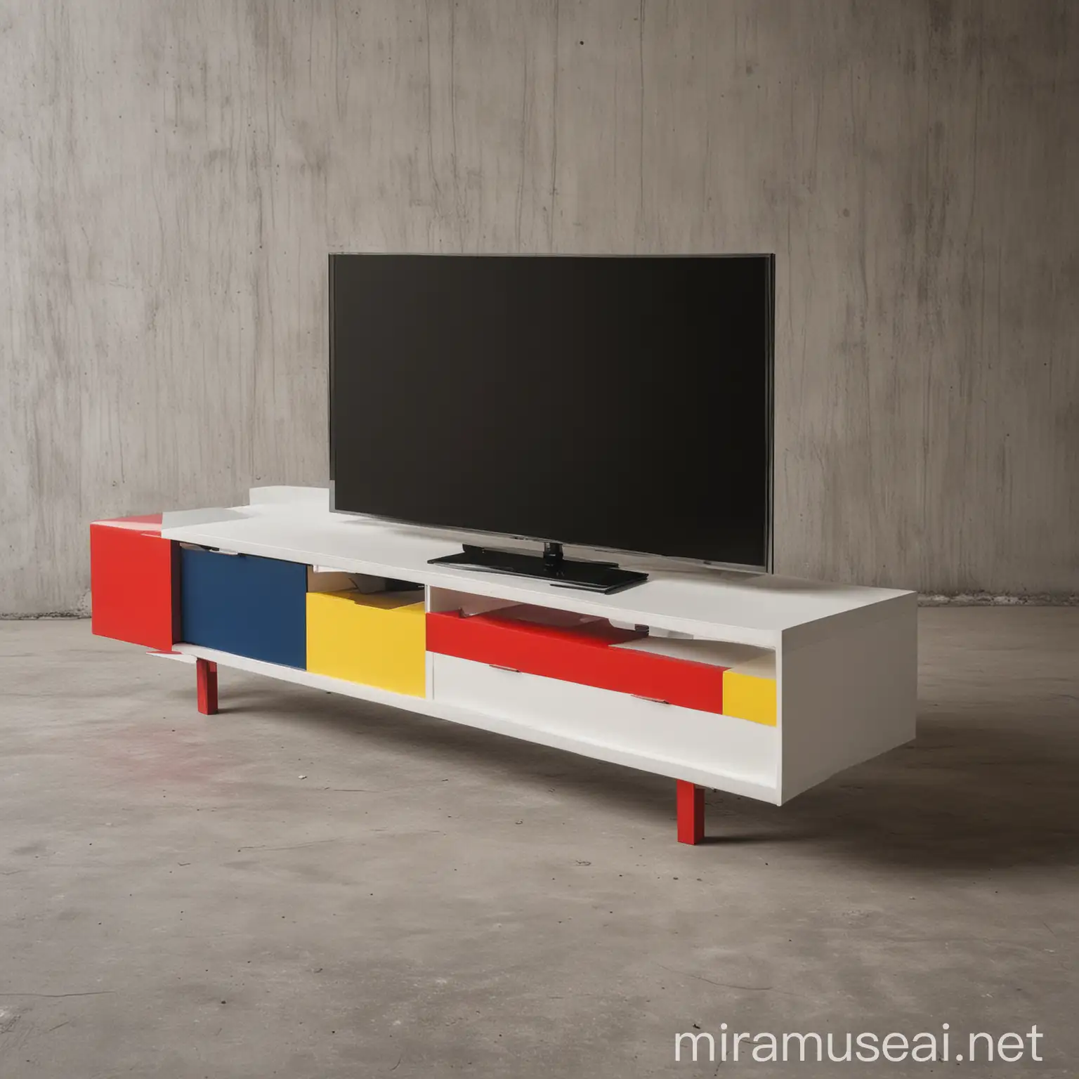 De Stijl Style TV Table Unit Design Minimalist Geometric Composition