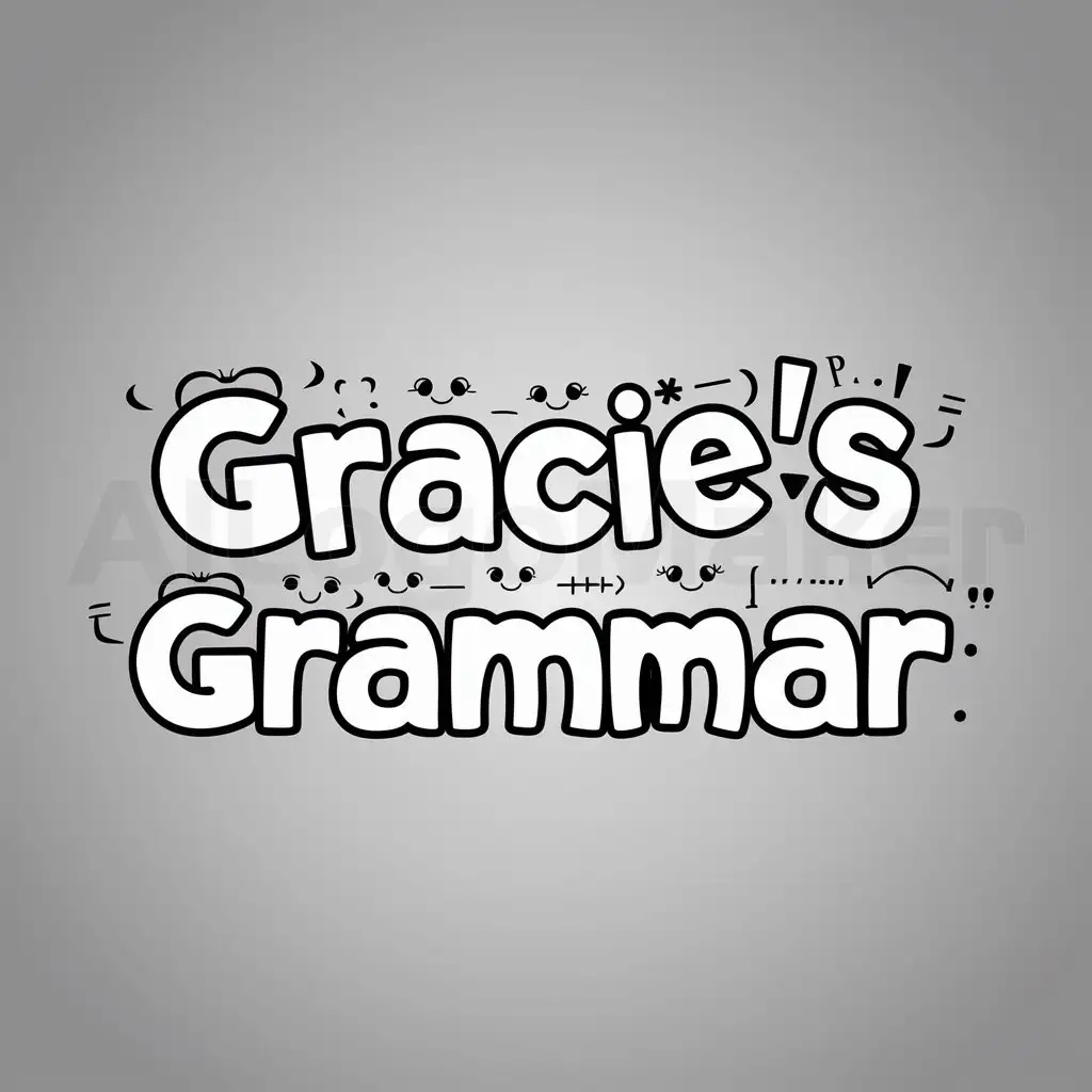 LOGO-Design-for-Gracies-Grammar-Cartoon-Words-on-a-Clear-Background