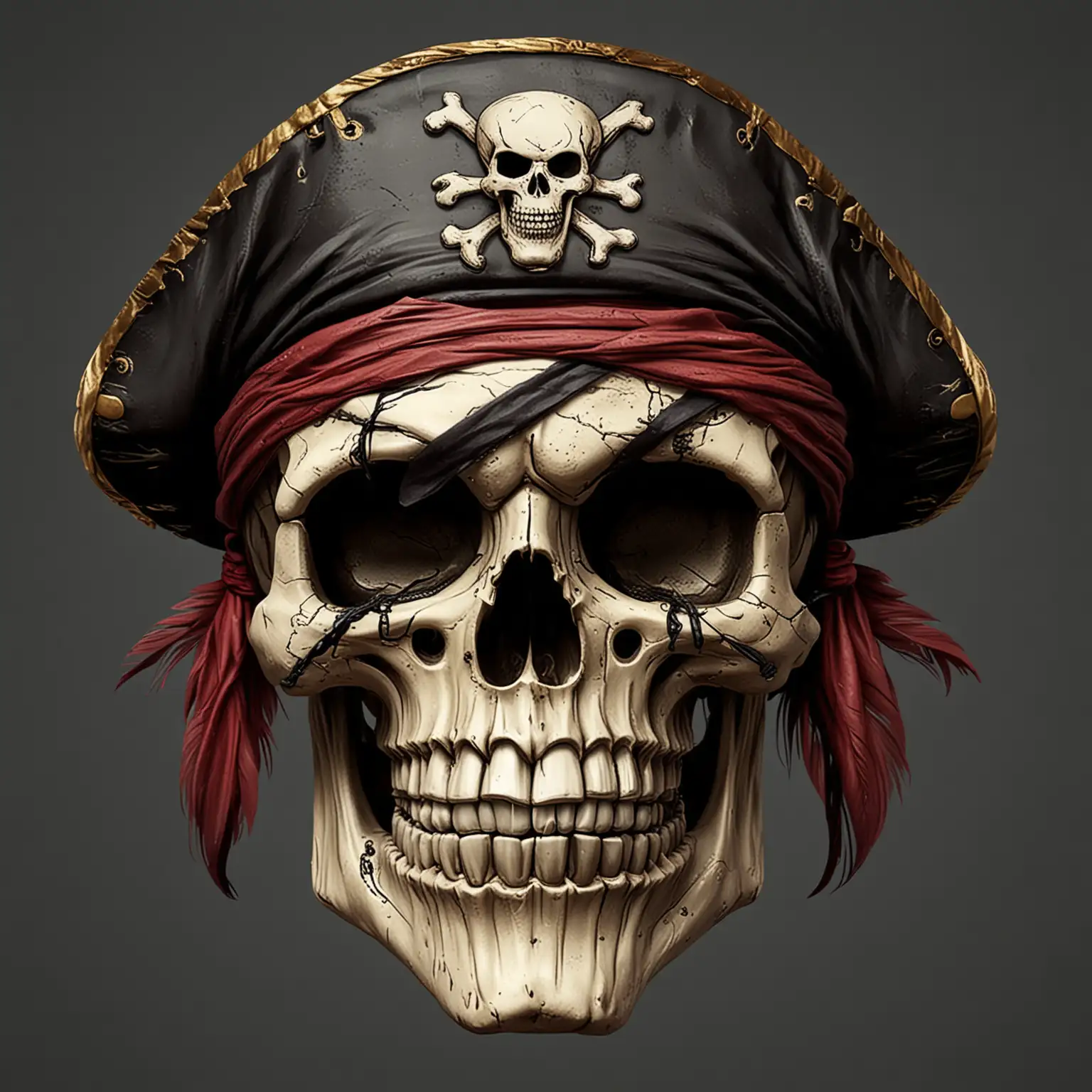 Cartoon Pirate Skull Head Illustration