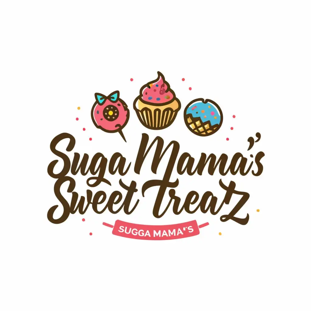 a logo design,with the text "Suga Mama's Sweet Treatz", main symbol:Desserts,Moderate,be used in Restaurant industry,clear background