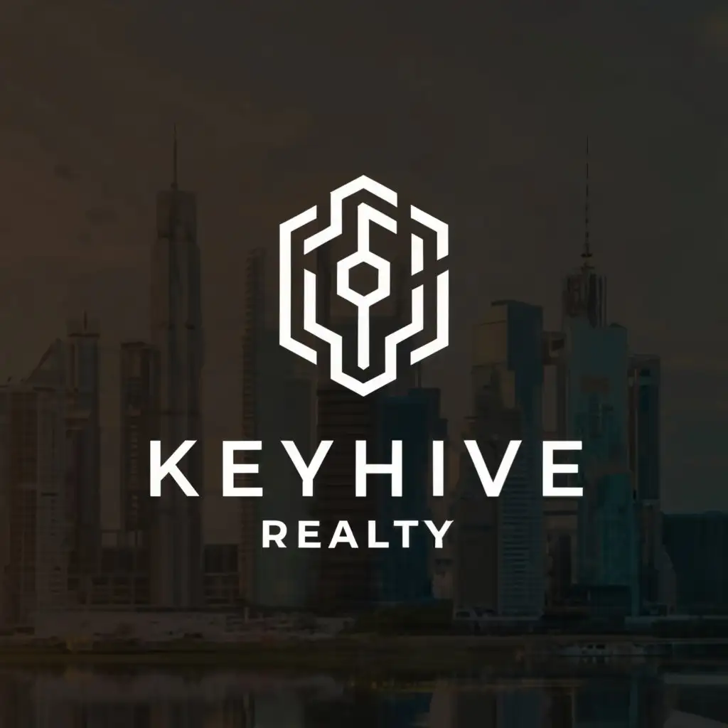 a logo design,with the text "KeyHive Realty", main symbol:black key,Moderate,be used in Real Estate industry,clear background