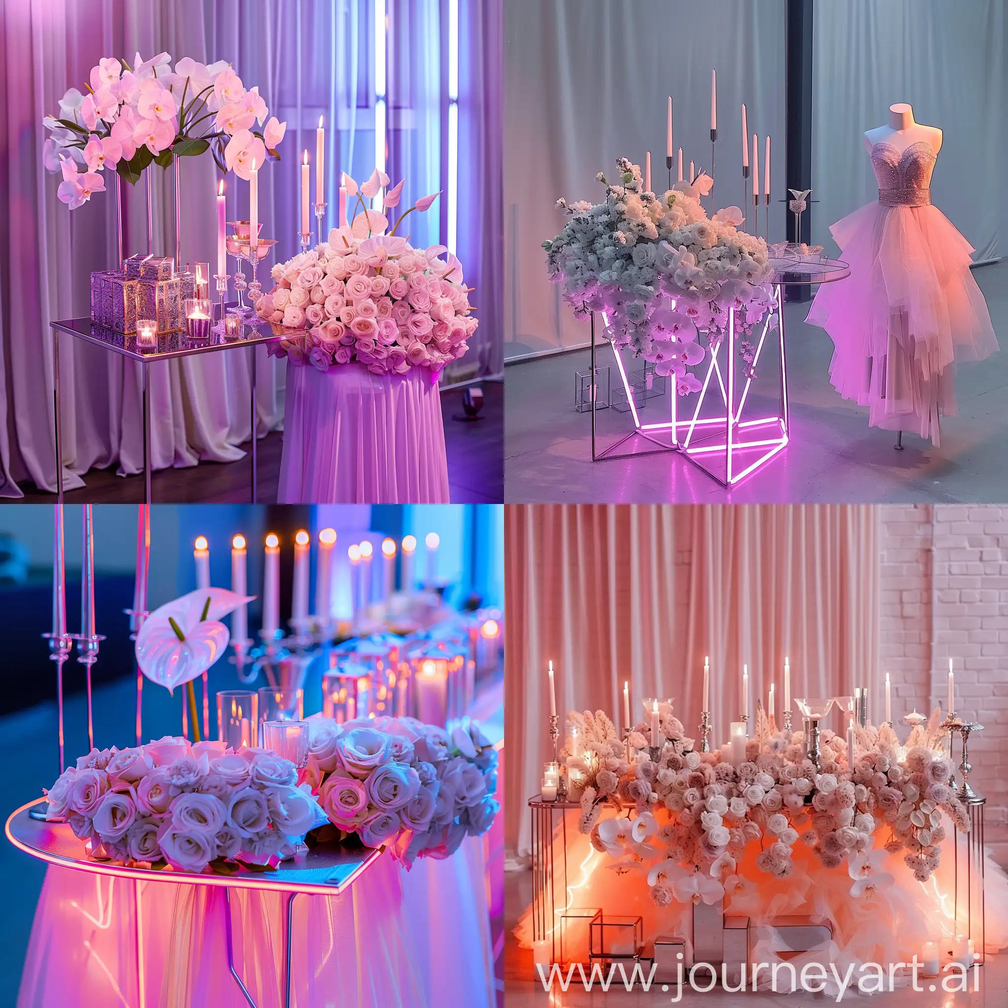 Elegant-Neon-Wedding-Table-Decor-with-Powdery-Flowers-and-Metal-Accents